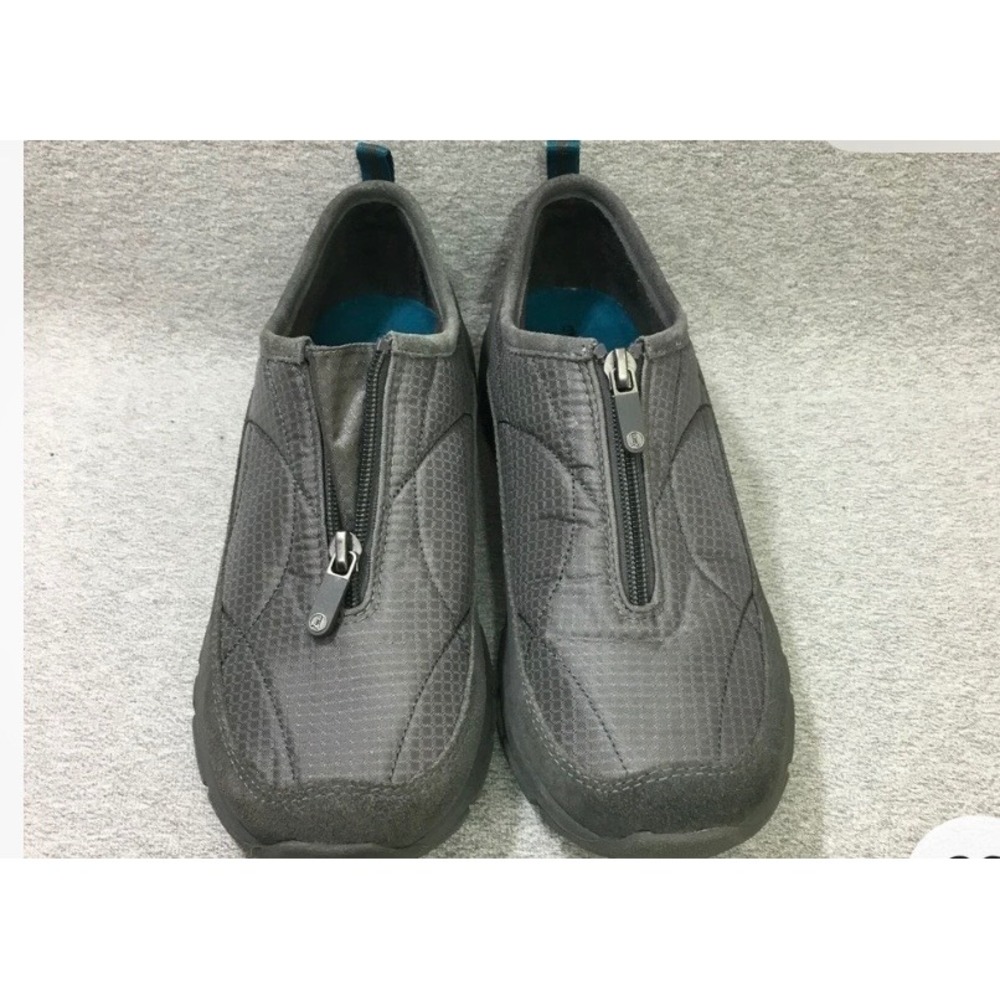 Lands End Womens All Weather Zip Front Suede Insulated Winter Shoes Gray 8.5 B
